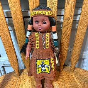 Carlson dolls- “Osage Princess”👸 Brown suede outfit Doll with Beaded Dress